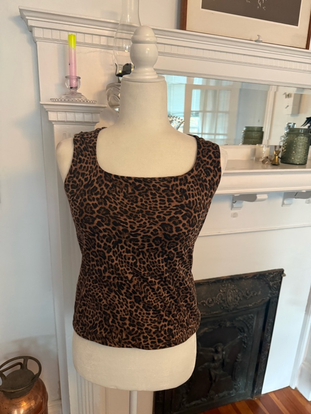 GAP  Leopard Print Square Neck Tank Top